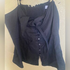 Black crop button up with front tie 2xl by Sofia jeans adjustable straps